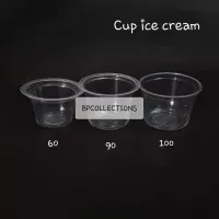 50pcs cup ice cream 60ml 100ml tutup Gelas Plastik Puding es krim ECER