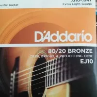 senar akustik d'addario EJ10 bronze uk. 0.10 garansi original