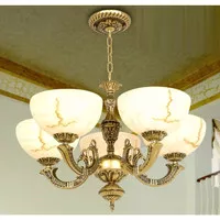 Lampu hias gantung klasik unik ruang tamu teras cabang 5 motif marmer