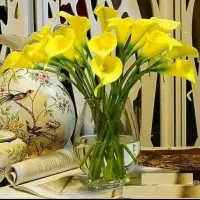 Bunga Lily Latex artif Kuning Putih Per tangkai bunga meja hiasan meja