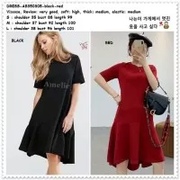 AB350305 Mermaid Mini Dress Wanita Korea Import Merah Hitam Red Black