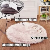 Karpet Bundar Artificial Wool Bulu Halus Tebal Medium 75 cm