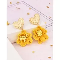 LRC Anting Tusuk Fashion Alloy Love Flannel Flower Earrings F33278