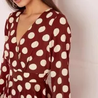 Midi Dress Korea Sexy Red Big White Dot (M) Import