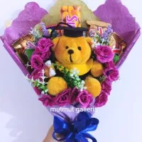 Buket Bunga Coklat dan Boneka Wisuda Teddy mini Bandung kado wisuda
