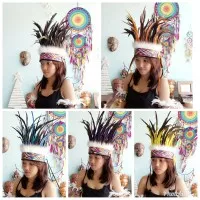 Headband/topi bulu ayam tarian tradisional papua,dayak