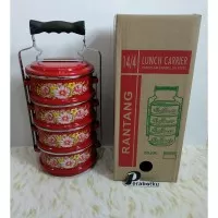 Rantang Enamel Seng Kaleng Jadul 4 Susun 14/4 Merah / Lunch Box Enamel