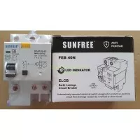 Anti Kontak ELCB 40A Sunfree FEB 40N Disertai Led Indikator Ada SNI