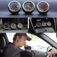 Paket Dekorasi interior Mobil Jam Clock Thermometer Hygrometer Car 3PC