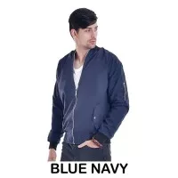 Jaket Bomber Pria Biru Dongker - Blue Navy Parasut Premium - Blue Navy, M