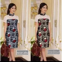 Dress Batik Combi Lace/Brukat/Brokat Turtle Simple Resmi/Formal/Kerja