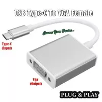 Kabel USB 3.1 Type C To VGA Female / Type-C To VGA Converter - Silver