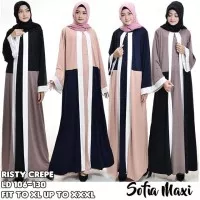 Sofia Gamis Abaya Risty Crepe Maxi Dress Muslim Casual Murah