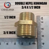 GROSIR - DOBEL NEPEL KUNINGAN - 3/4 X 1/2 INCH - DOUBLE NEPLE
