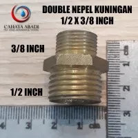 GROSIR - DOBEL NEPEL KUNINGAN - 1/2 X 3/8 INCH - DOUBLE NEPLE