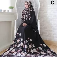 Setelan Syari Baju Gamis Full Maxmara Lux Motif Busui Hitam Black