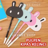 Pulpen Gel Kipas Kelinci - Pen Kipas Tangan Karakter Rabbit Lucu