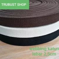 tali webbing katun tali tas slempang 2,5cm jual per 1rol isi 27mtr