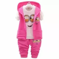 [St minion pink RO] setelan anak perempuan babyterry pink