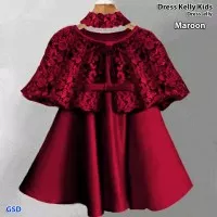 Baju Dress Anak Perempuan/Cewek - Dress Kelly kids maroon-dress elly