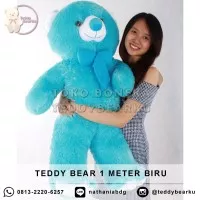 Jual Boneka Teddy Bear Jumbo 1 Meter Warna Biru Khas Bandung