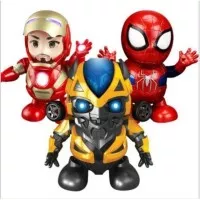 Mainan Anak Robot Iron Man SpiderMan BumbleBee Smart Dance Super Hero