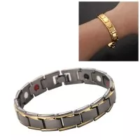 SS12827 - TITANIUM STEEL HEALTHY THERAPY MAGNETIC BRACELET BLACK GOLD