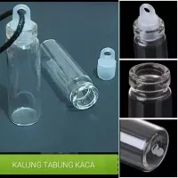 kalung tabung kapsul bening transparan simpan obat kenangan hadiah