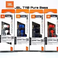 JBL T110 In Ear Headphones with microphone & flat cable - Black - Ori