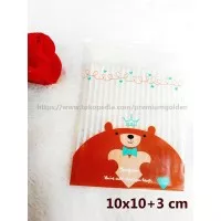 Plastik Kue Roti OPP Kemasan Cookies Bag Motif Brown Bear King 10x10