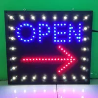 Papan Tulisan Lampu LED SIGN - OPEN + Logo Panah -