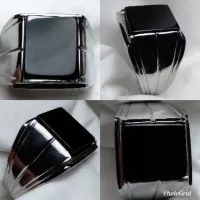 Batu Cincin Black Onyx Kotak Ring Monel B205