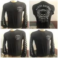 Kaos Harley Davidson Long Sleeve - Skull Genuine Quality,Black