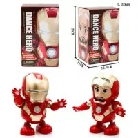 Mainan anak Dance hero robot goyang music Led Tony Stark Iron man