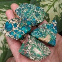 Rough Bongkahan Pirus / Pyrus Persia Hijau & Biru Serat Emas