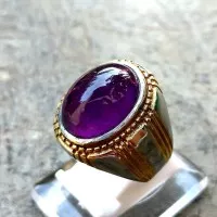 Cincin Pria Batu Akik Kecubung Asihan / Kecubung Amethyst / Kecubung