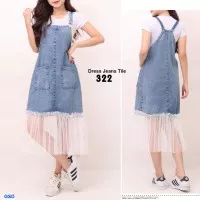 Dress jeans tile 322 biru tua/dress denim tile/overall denim rok mini