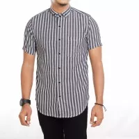 baju kemeja pria pendek Black strip