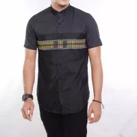 baju kemeja pria pendek Black Grey mix batik