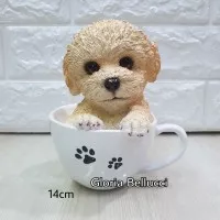 patung pajangan anjing red toy poodle miniatur pom doggy mug