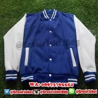 Jaket Varsity/Baseball Polos Biru Putih