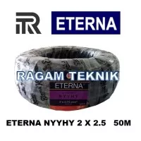 Kabel Listrik Eterna NYYHY 2x2.5 mm rol 50 meter serabut rambut hitam