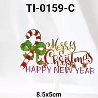 TI-0159-C Cake Topper Tulisan Natal Merry Christmas Candy Cane Rainbow