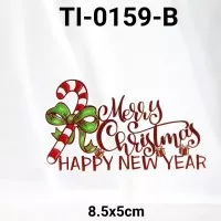 TI-0159-B Cake Topper Tulisan Natal Merry Christmas Candy Cane Merah