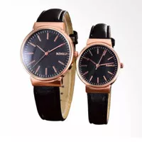 Bonico 2868B-GL-RGB Black Leather Strap Jam Tangan Couple