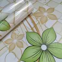 WALLPAPER DAUN HIJAU GARIS 45CM X 10M | WALLPAPER DINDING