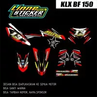 Decal KLX 150 BF rockstar merah-dekal sticker klx BF 150-striping klx