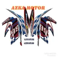 sticker Striping suzuki satria fu 2012 putih biru list fu barong