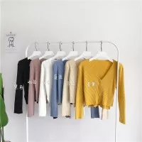 AimeiBeauty Knit Cardigan New Short V-neck Long Sleeve Outer Top