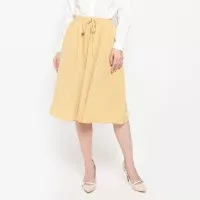 Skirt basic pinggang bahan stretch rok wanita FDRE02 Kuning Lemon